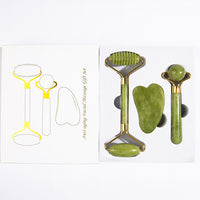 Natural Jade Roller & Gua Sha Scraping Facial Massager for Anti-Aging & Puffiness Therapy