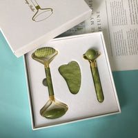 Natural Jade Roller & Gua Sha Scraping Facial Massager for Anti-Aging & Puffiness Therapy
