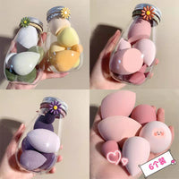 6pcs Beauty Blender Makeup Puff Set With Bottle
