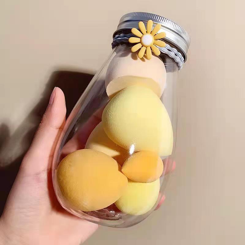 6pcs Beauty Blender Makeup Puff Set With Bottle