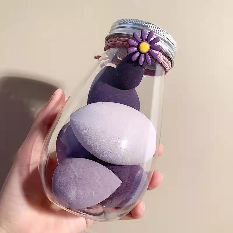 6pcs Beauty Blender Makeup Puff Set With Bottle