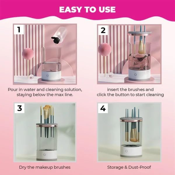 Electric Makeup Brush Cleaner – USB-Powered, Portable & Hygienic with Silicone Mat
