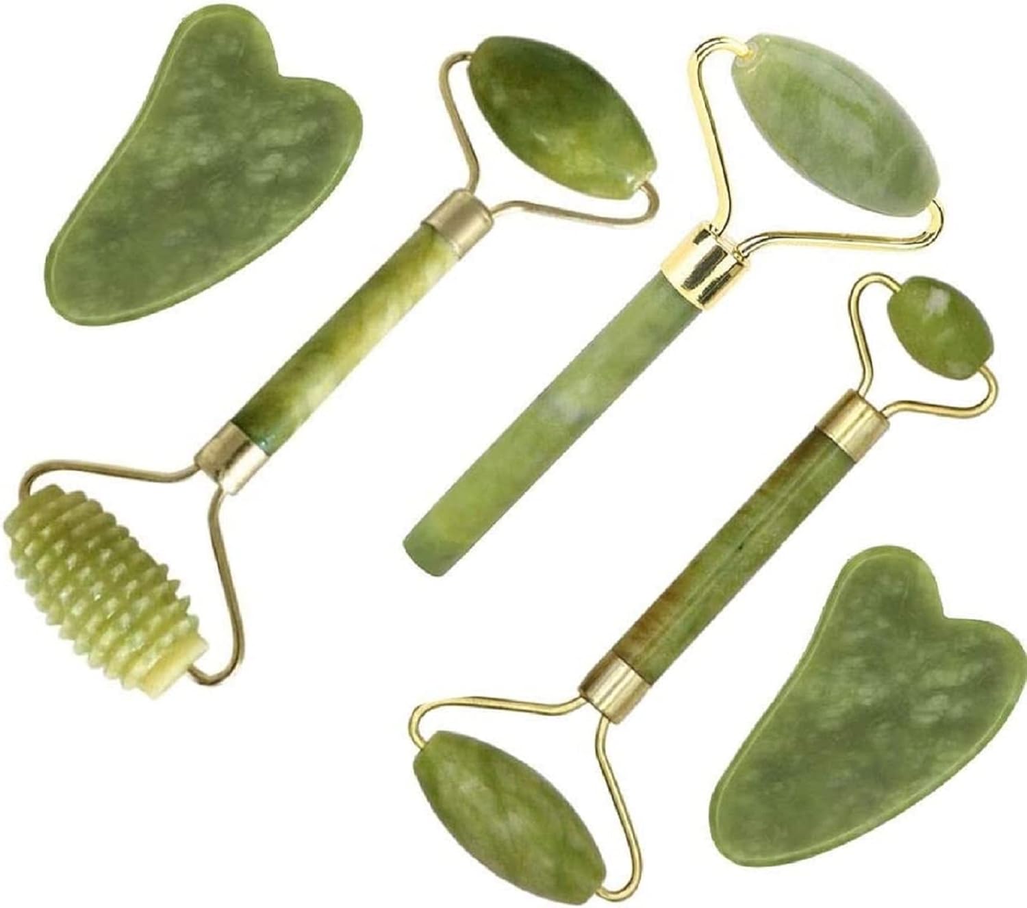 Natural Jade Roller & Gua Sha Scraping Facial Massager for Anti-Aging & Puffiness Therapy