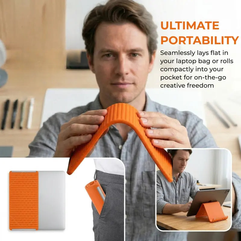 Portable Rollable Silicone Phone Holder | Foldable Adjustable Mobile Stand | Anti-Slip Desk Phone Stand | Stylesh Bangladesh