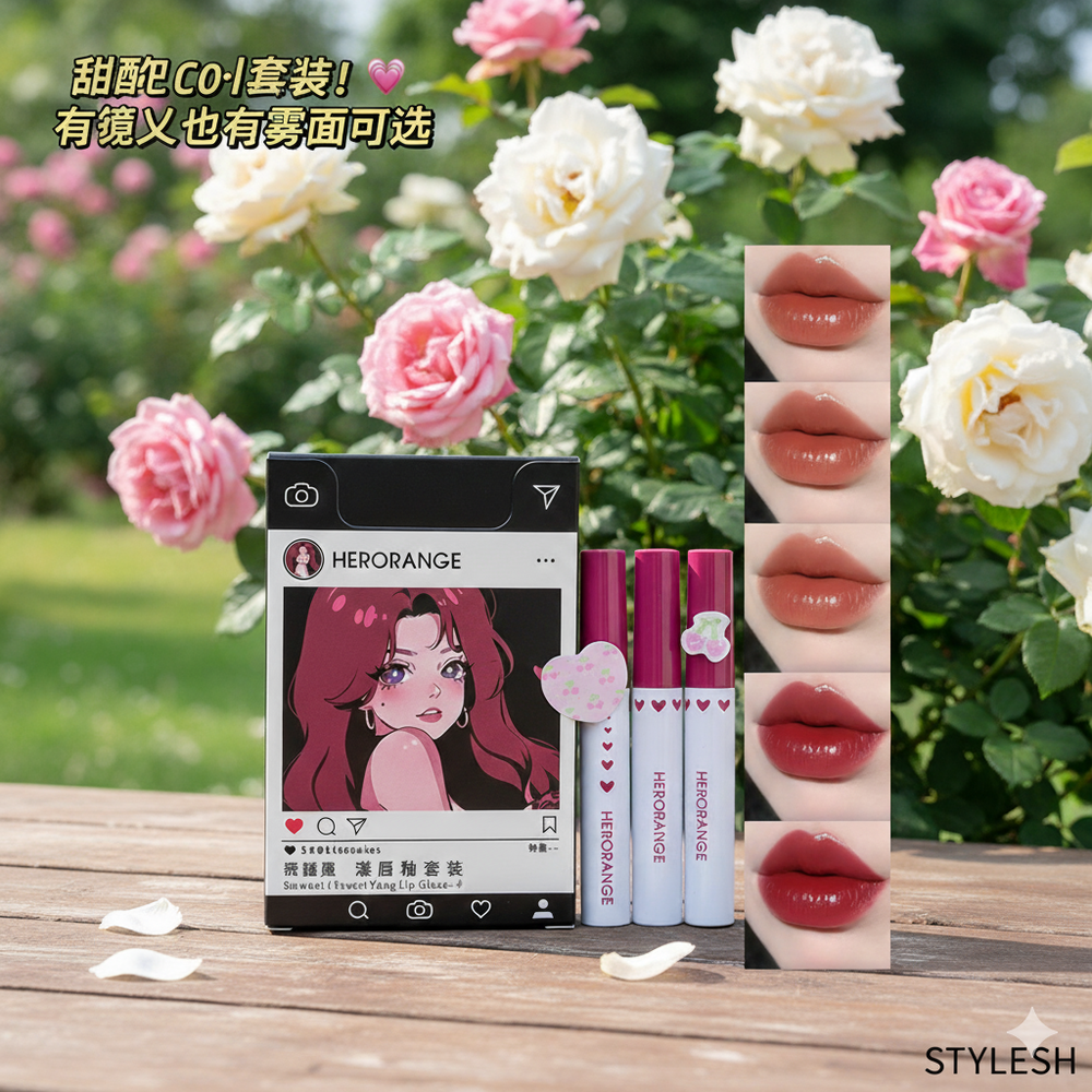 Herorange 5 in 1 Lip Glaze Set – Long Lasting Glossy & Matte Shades