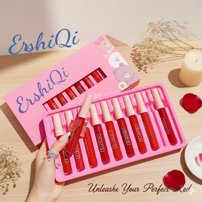 Ershiqi 10 Pcs Lip Gloss Set – Long Lasting Moisturizing Lip Tint