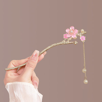 Vintage Floral Hair Stick for Women – Elegant Pearl Hair Accessory