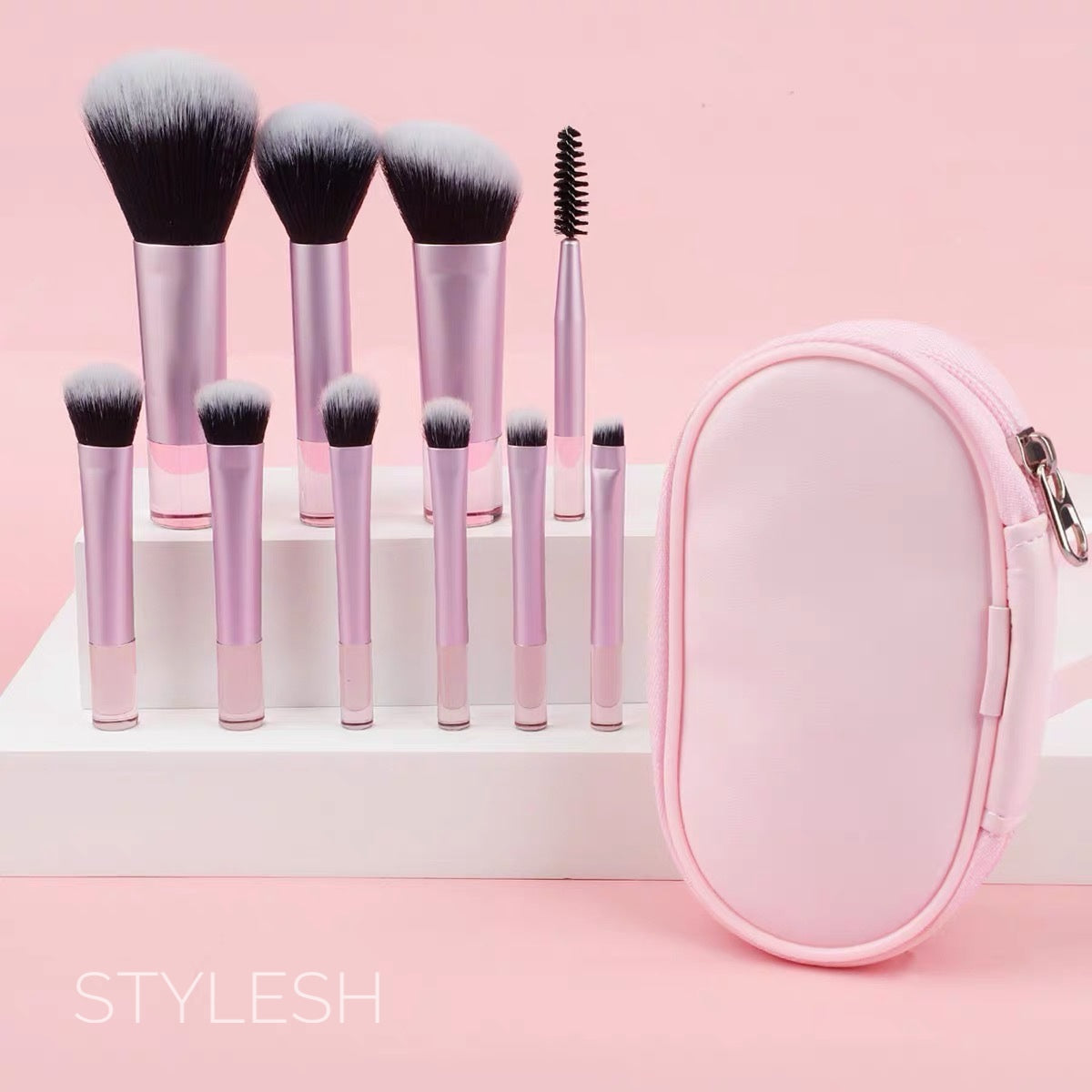 10-Piece Professional Makeup Brush Set and Travel Case