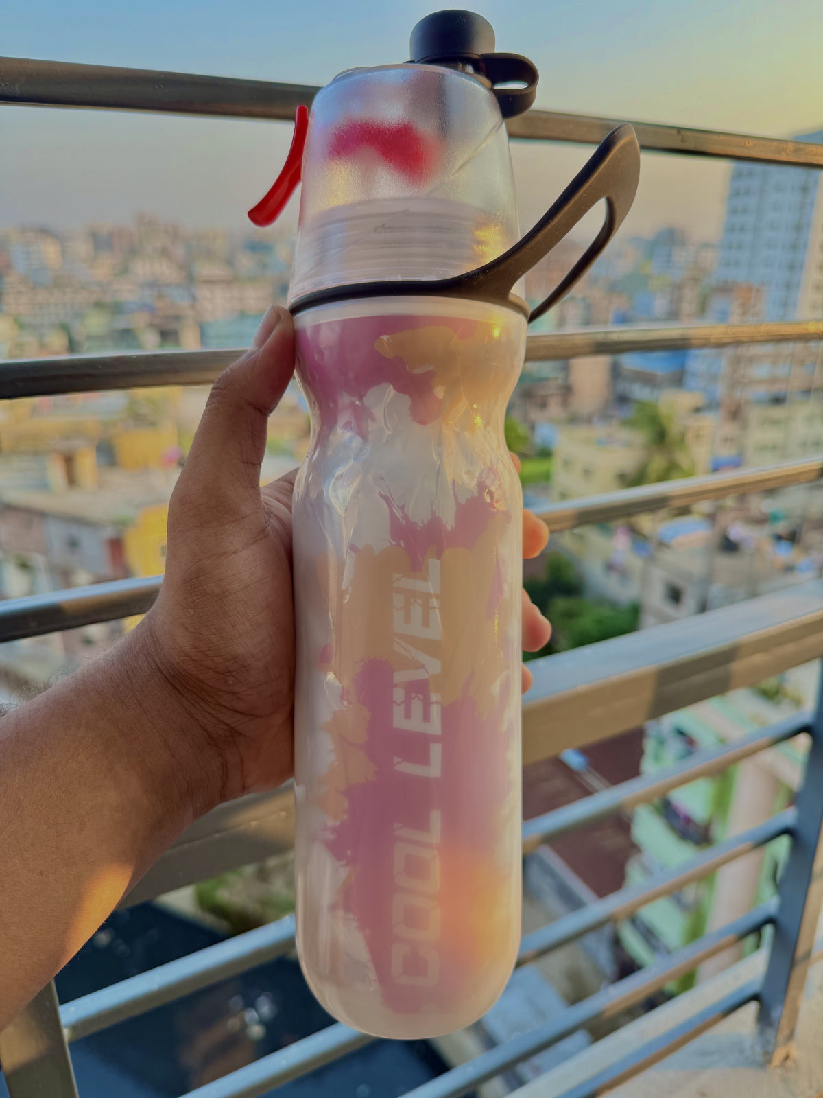 Cooling Spray Water Bottle – Double Layer Insulated Sports Bottle with Mist Spray | Gym, Travel & Summer Essential ❄️💧
