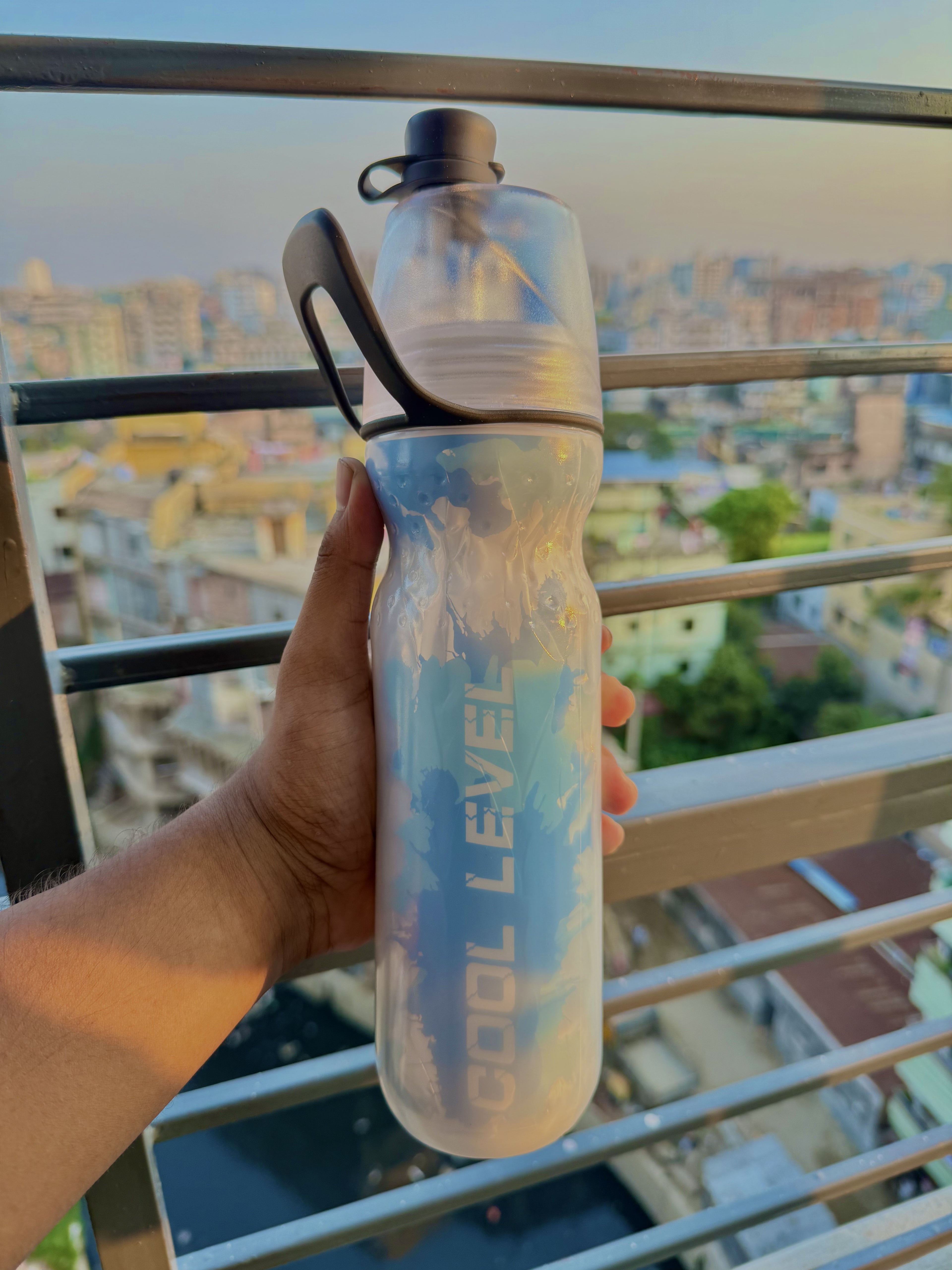 Cooling Spray Water Bottle – Double Layer Insulated Sports Bottle with Mist Spray | Gym, Travel & Summer Essential ❄️💧