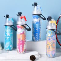 Cooling Spray Water Bottle – Double Layer Insulated Sports Bottle with Mist Spray | Gym, Travel & Summer Essential ❄️💧