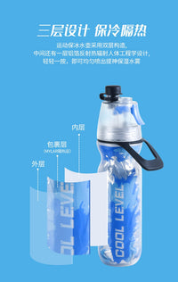 Cooling Spray Water Bottle – Double Layer Insulated Sports Bottle with Mist Spray | Gym, Travel & Summer Essential ❄️💧