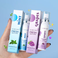 SIRUINI Probiotics Fresh Breath Spray - Long-Lasting Mint, Fruit Flavors for Instant Oral Freshness