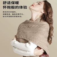Elegant Knitted Shawl with Buckle - Versatile Cable Knit Poncho Wrap for Autumn/Winter