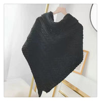 Elegant Knitted Shawl with Buckle - Versatile Cable Knit Poncho Wrap for Autumn/Winter