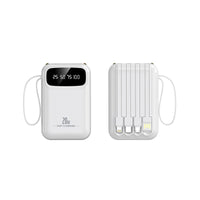 20W Fast Charging Power Bank with Built-in Lightning & Type-C Cables - Portable Charger & Flashlight