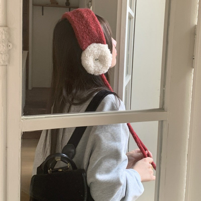 Chunky Knit Headband with Sherpa Earmuffs - Cozy Winter Head Warmer for Women