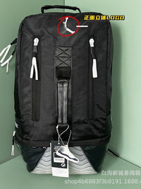 Large Capacity Black Sports Backpack - Athletic Travel & Basketball Bag with Shoe Compartment