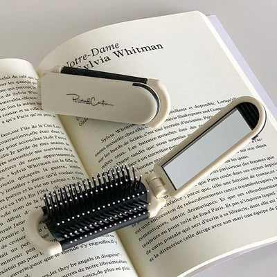 Foldable Hair Brush with Mirror | Portable Travel Comb – Compact & Stylish Design for Everyday Use