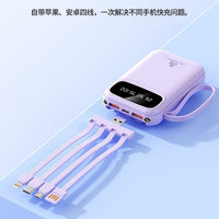 20W Fast Charging Power Bank with Built-in Lightning & Type-C Cables - Portable Charger & Flashlight