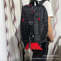 Large Capacity Black Sports Backpack - Athletic Travel & Basketball Bag with Shoe Compartment