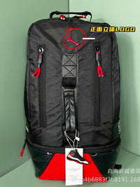 Large Capacity Black Sports Backpack - Athletic Travel & Basketball Bag with Shoe Compartment