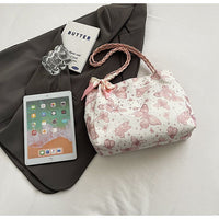 Butterfly Print Tote Bag – Stylish Pink & White Ladies Handbag | China Imported
