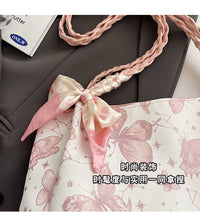 Butterfly Print Tote Bag – Stylish Pink & White Ladies Handbag | China Imported