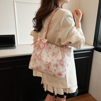 Butterfly Print Tote Bag – Stylish Pink & White Ladies Handbag | China Imported