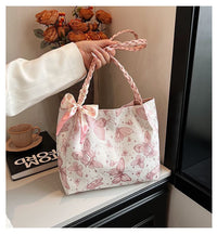 Butterfly Print Tote Bag – Stylish Pink & White Ladies Handbag | China Imported