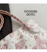 Butterfly Print Tote Bag – Stylish Pink & White Ladies Handbag | China Imported