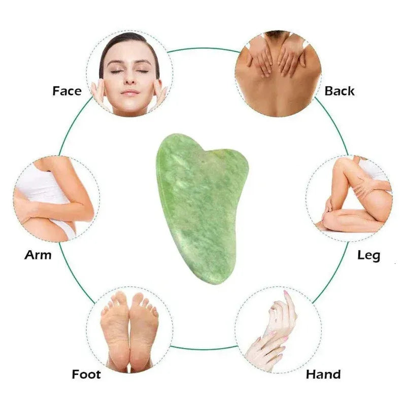 Natural Jade Roller & Gua Sha Scraping Facial Massager for Anti-Aging & Puffiness Therapy