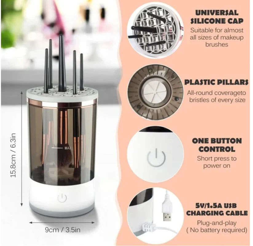 Electric Makeup Brush Cleaner – USB-Powered, Portable & Hygienic with Silicone Mat